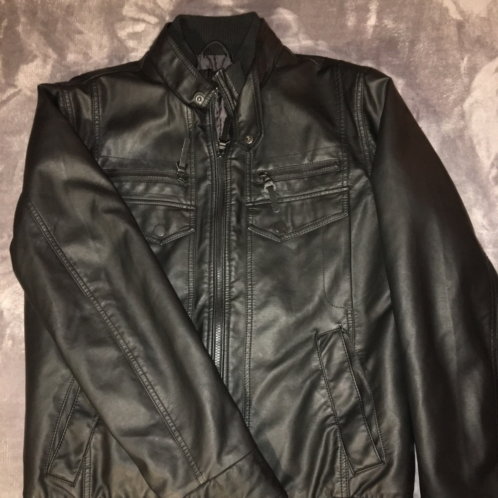 Men’s INC Black Leather Jacket